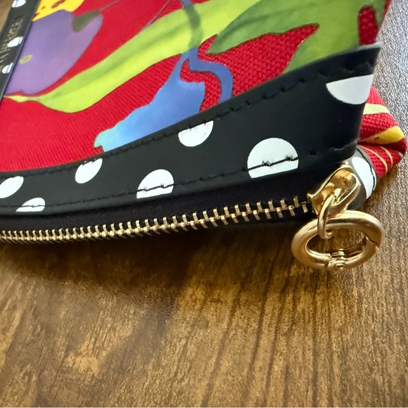 Carolina Herrera Multicolor Floral Cosmetics Bag Makeup Like New Polka Dots Gold - Picture 11 of 12